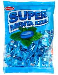 Funda de caramelos super menta azul en Quito, Guayaquil y todo Ecuador de fábrica de golosinas Icapeb