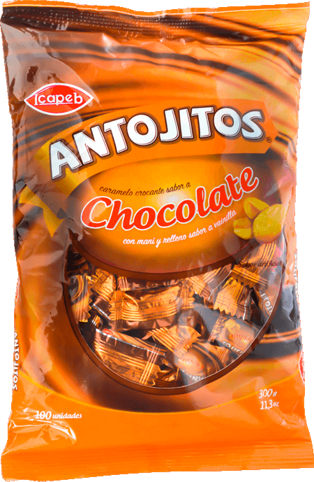 Funda de caramelos antojitos chocolate en Quito, Guayaquil y todo Ecuador de fábrica de golosinas Icapeb