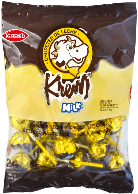 Funda de chupetes  Krem Milk  Chocolates en Quito, Guayaquil y todo Ecuador de fábrica de golosinas Icapeb