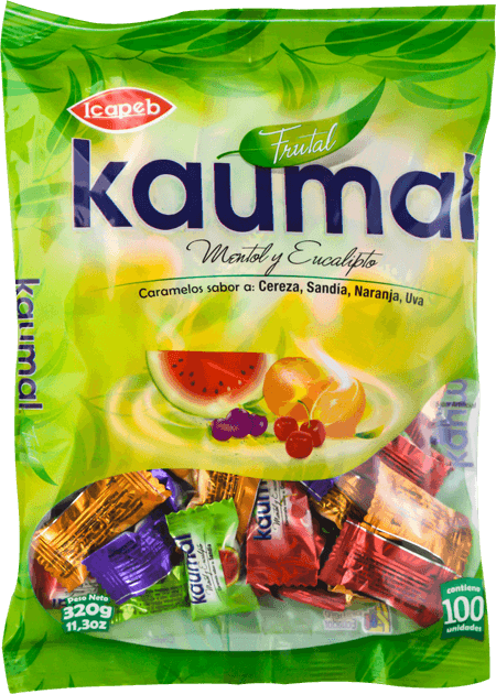 Funda de caramelos kaumal frutal en Quito, Guayaquil y todo Ecuador de fábrica de golosinas Icapeb
